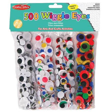 Charles Leonard Creative Arts Wiggle Eyes Classpack, Assorted Sizes and Colors, PK500 64595
